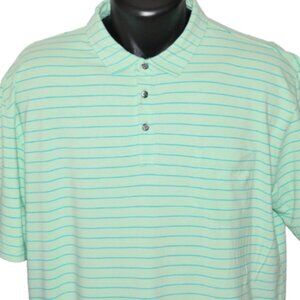 Peter Millar Crown Seaside Wash Stretch Cotton Polo, XL, Light Green Stripe